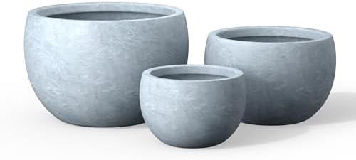 Kante 3-Pack 20" 15.7" 11.8" W Round Blue Gray Concrete Planters by Unknown