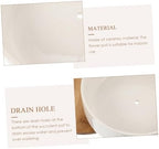 White Porcelain Succulent Pot with Drainage and Bamboo Tray Ceramic Planter Pot for Indoor and Outdoor Small Plants Herbs and Bonsai Flower Pot for Office and Home - Image 2