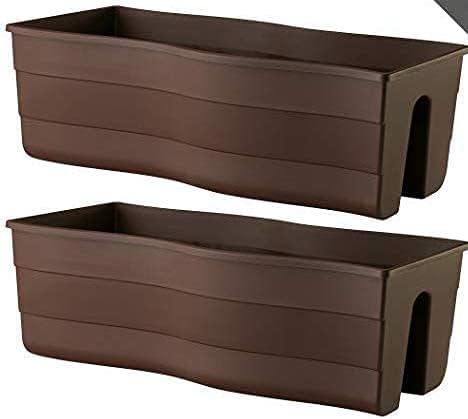 Ridge Rail Long Rectangular Flower Pot, Brown, 2 Pack by UnitedProducts