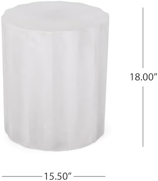 ø15.25'' Concrete Side Table End Table for Outdoor & Living Room, Modern Retro Round Circle Style, Durable and Lightweight, Cement Material, Diamond Pattern, No Assembly, Antique White - Image 2