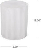 ø15.25'' Concrete Side Table End Table for Outdoor & Living Room, Modern Retro Round Circle Style, Durable and Lightweight, Cement Material, Diamond Pattern, No Assembly, Antique White - Image 2
