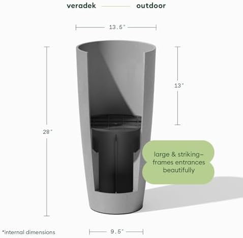 Veradek Mason Series Vega Planter - Tall Round Outdoor Planter with Shelf - Image 2