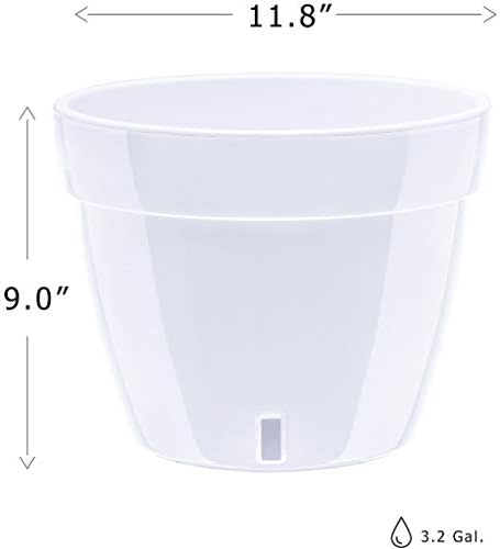 Gardenera 11.8" ASTI Self Watering Planter in RED-Pearl/White - Modern Flower Pot with Water Level Indicator for All House Plants, Flowers, Herbs, Succulents and Hanging Plants - Image 2