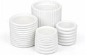 JONATHAN Y Silas Modern Minimalist Handmade Concrete Fluted Sculptural Cylinder Planter Set with Drainage Holes, Matte White (Set of 4) (PLN1000B-4SET) by JONATHANY