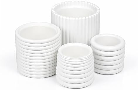 JONATHAN Y Silas Modern Minimalist Handmade Concrete Fluted Sculptural Cylinder Planter Set with Drainage Holes, Matte White (Set of 4) (PLN1000B-4SET) by JONATHANY