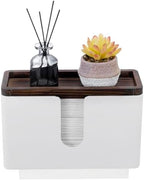 MyGift Deluxe Modern Matte White Metal Folded Commercial Paper Towel Holder with Rustic Burnt Solid Wood Tray Lid, Wall Mounted Trifold Multifold Z Fold Disposable Napkin Dispenser - Image 6