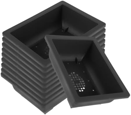 PartyKindom 15pcs Rectangular Plastic Bonsai Plant Pot with Efficient Drainage and Mesh Bottom, Lightweight Deep Tray Planter for Succulent and Bonsai, Suitable for Outdoor and Office Use by PartyKindom