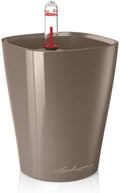 Lechuza MINI-DELTINI Shiny Taupe High Gloss, Self-Watering Small Indoor Planter, H5.1 L3.9 W3.9 in by LECHUZA