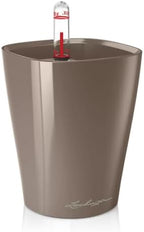 Lechuza MINI-DELTINI Shiny Taupe High Gloss, Self-Watering Small Indoor Planter, H5.1 L3.9 W3.9 in by LECHUZA