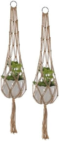2PCS Macrame Plant Hanger Hand Woven Cotton Hanging Basket, Breathable Sturdy Flower Pot Holder, Nordic Boho Indoor Greenery Decor Fits Pots Within 7 Inches,Cotton,Style C 31.5 inch by Unknown