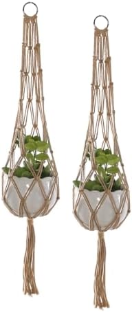 2PCS Macrame Plant Hanger Hand Woven Cotton Hanging Basket, Breathable Sturdy Flower Pot Holder, Nordic Boho Indoor Greenery Decor Fits Pots Within 7 Inches,Cotton,Style C 31.5 inch by Unknown