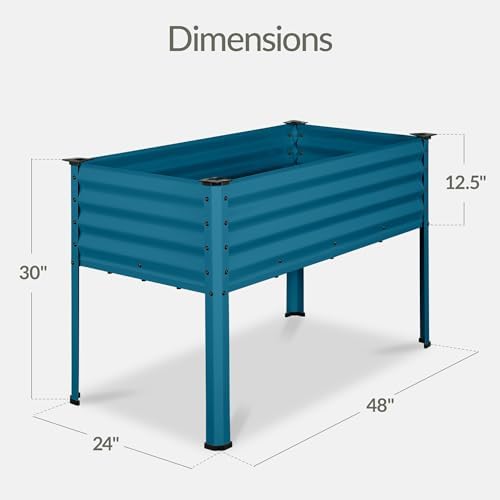 Best Choice Products 48x24x30in Galvanized Raised Garden Bed, Metal Elevated Planter Box, Vegetable Garden for Backyard, Patio, Balcony, 100% Non Toxic Materials - Peacock Blue - Image 2