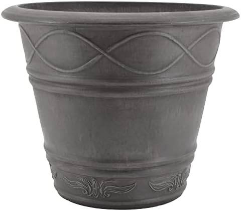 PSW Pot Collection Western Weave Planter Pot for Indoor and Outdoor Plants and Gardens, 14.5-inch, Dark Charcoal by PSW