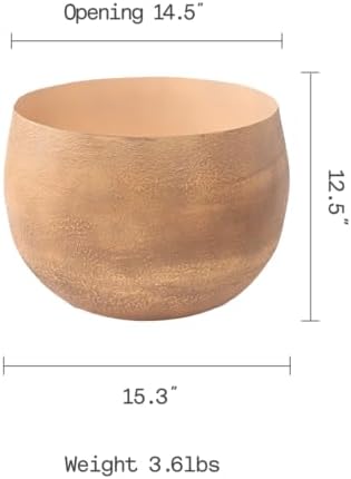 Fab Habitat Eden Handmade Round Metal Planters in Mousse Finish - Medium, Indoor/Outdoor, Lightweight with Drainage Holes - Image 2