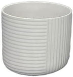 8 Inch White Ceramic Planters with Ribbed Texture, Set of 3 - Image 5