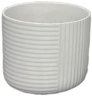 8 Inch White Ceramic Planters with Ribbed Texture, Set of 3 - Image 5