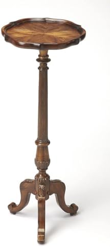Beaumont Lane Wooden Pedestal Plant Stand, 36.5 in Tall, Poplar Hardwood MDF with Oak Veneer, Round Distressed Vintage Oak Finish, Traditional Accent Table for Plants or Display by Unknown
