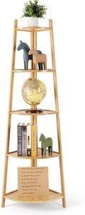 Bamboo Corner Shelf Stand for Display, 59'' Tall Storage Rack, 5-Tier Shelf for Organize by DRDINGRUI