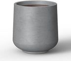 Kante Modern Home Minimalist 16.5" Dia Pale Gray Concrete Curved Planter by Unknown