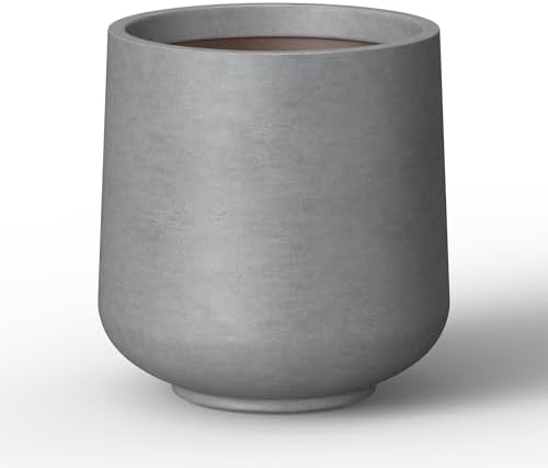 Kante Modern Home Minimalist 16.5" Dia Pale Gray Concrete Curved Planter by Unknown