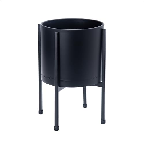 D'vine Dev Plastic Planter Pot with Metal Stand, Black, 8 in, 55-D-B-1 by DvineDevPlanterPotsandStand