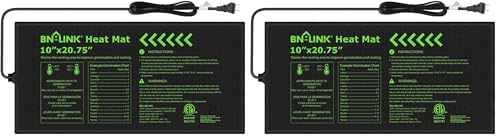 BN-LINK Seedling Heat Mat 10" x 20.75" Warm Hydroponic Heating Pad Waterproof for Seed Starting Greenhouse and Germination (Pack of 2) by BN-LINK