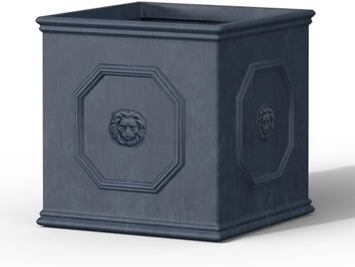 Kante Dusty Blue Concrete Planter 10.2" W, All-Weather Square Small Pot by Unknown
