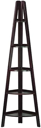 Casual Home 100% Solid Wood 5-Shelf Ladder Bookcase, Corner, 72"H, Espresso - Image 6