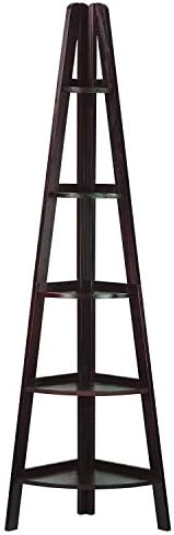 Casual Home 100% Solid Wood 5-Shelf Ladder Bookcase, Corner, 72"H, Espresso - Image 6