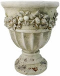 16.33" Tall Rustic Urn Planter, 12.99" W x 12.99" D Magnesium Oxide Outdoor Pedestal Planter with Drainage Hole, Rust Finish Garden Urn for Patio, Porch and Entryway Decor by Unknown