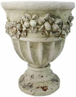 16.33" Tall Rustic Urn Planter, 12.99" W x 12.99" D Magnesium Oxide Outdoor Pedestal Planter with Drainage Hole, Rust Finish Garden Urn for Patio, Porch and Entryway Decor by Unknown