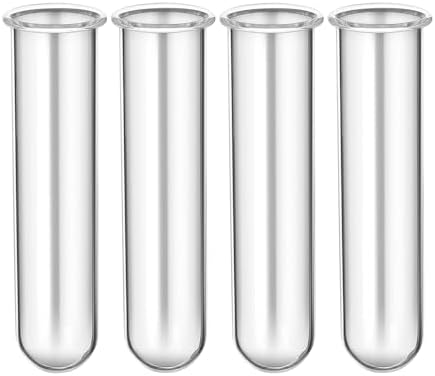 4pcs Plant Propagation Tubes Glass Test Tube Vase Replacement Clear Hydroponic Flower Vase for Home Office Wall Decor Desktop Decorations (Without Stand) (11.00X3.50X2.80CM) by QianShi