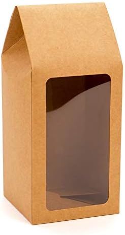 ClearBags Kraft Tapered Tote Box with Window Food Safe 3 1/2 x 3 1/2 x 8 1/2 Inches Natural Kraft Paper Attached PET Sheet Handles Cookies Candy Gifts Display Packaging 25 Pack FS321 - Image 5