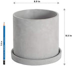 Ekirlin 9 Inch Flower Plant Pot Indoor - Grey Cement Garden Planter Concrete Planter with Drain Hole Saucer, Modern Succulents Containers for Home Decor, Office & Outdoor - Image 3