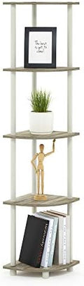 Furinno TURN-N-TUBE Corner Shelf, 5-Tier Corner Bookshelf, Open Storage Shelves, for Organization and Storage, Living Room, Home Office, Garage, Bedroom, Sonoma Oak by Furinno-FitsYourSpaceFitsYourBudget