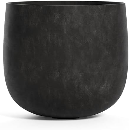 Mondo Round Indoor/Outdoor Planter, 10x9in Carbon Stone by Cosapots