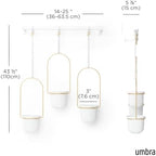 Umbra Triflora Hanging Planter, Indoor Herb Garden, Set of 3, White/Brass - Image 3
