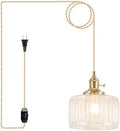 Pendant Light Fixtures,Plug in Hanging Light Fixture 6.6in Glass Pendant Light,E26 Pendant Lighting for Kitchen Island, Bedroom, Dining Room, Living Room by Loiogohot