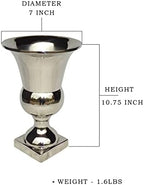 Serene Spaces Living Nickel Urn Vase, Metal Compote Vase, Metal Pedestal Urn Planter, Ideal for Floral Centerpieces, Home Decor, Weddings, Parties, Events, Measures 10.75" Tall & 7" Diameter - Image 5