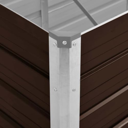 vidaXL Raised Planter, Flower Box, Planter, Garden, Plant, Terrace, Vegetable Box, galvanised Steel, 100 x 40 x 77 cm, Brown - Image 4