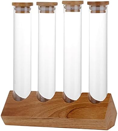 Cereals Canister Test Tubes with Sealed Wooden Caps Plant Propagation Glass Containers for Coffee and Tea Display and Scientific Experiments (4 Tubes) - Image 3
