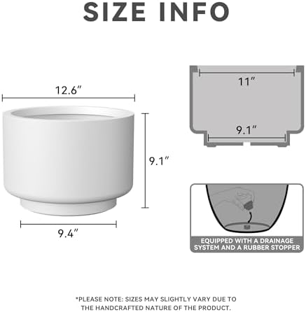Kante Accent Round Pedestal White Concrete Planter 12.6" Dia, Outdoor - Image 2