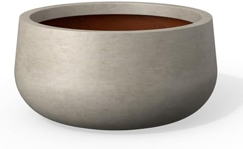 Kante Weathered Concrete Planter 16" Dia All-Weather Round Accent Pot by Unknown