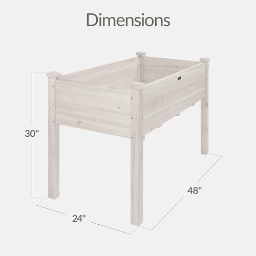 Best Choice Products 48x24x30in Raised Garden Bed, Elevated Wood Planter Box Stand for Backyard, Patio, Balcony w/Bed Liner, 200lb Capacity - White - Image 2