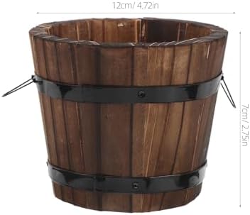 Toddmomy 3pcs Carbonized Wood Planter Box, Small Wooden Flower Pots Whiskey Barrel Style, Rustic Indoor Outdoor Garden Plant Containers for Succulents and Cactus - Image 2