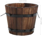 STAHAD 3pcs Small Wooden Barrel Planter Pots for Succulents and Vegetables, Carbonized Wood Flower Boxes for Indoor Outdoor Garden Balcony, Rustic Whiskey Barrel Style Wooden Plant - Image 2