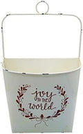Wowser White Christmas Wall Pocket Planter Joy to the World Holiday Hanging Decor, Rustic Metal Wall Basket, Farmhouse Christmas Decoration, 20 Inches by Wowser