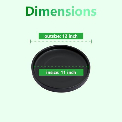 12 Inch Large Ceramic Saucer - Drainage Tray for Plant Pot (Matte Black) - Image 2