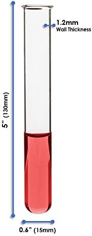 EISCO 48PK Test Tubes, 15ml - Borosilicate 3.3 Glass - 1.2mm Thick Walls, Beaded Rim - Superior Heat & Chemical Durability - 5.25" Tall, 0.6" Diameter - Image 3