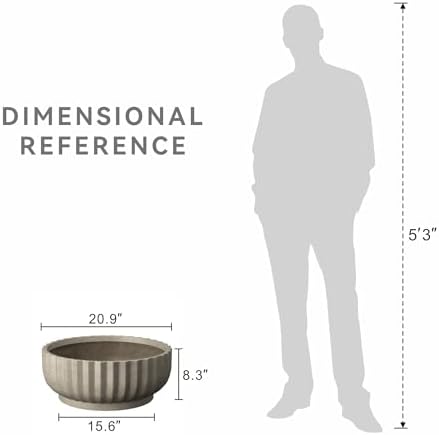 Kante Accent Round Shallow Weathered Concrete Planter 20.9" Dia, Outdoor - Image 7